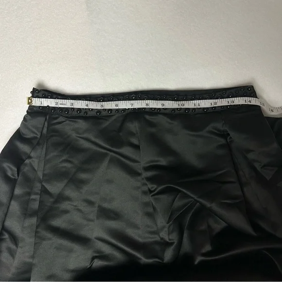 NWT Black Full Length Satin Beaded Two-Piece Formal Gown - Picture 13 of 16